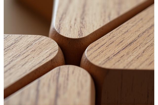 Detaillering van een complexe houtverbinding, close-up
